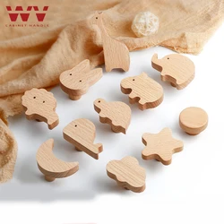 WV Wooden Door Handles Animal Wood Furniture Handles for Cabinets Dressers Drawers Door Knobs Kitchen Cupboard Wardrobe Pulls