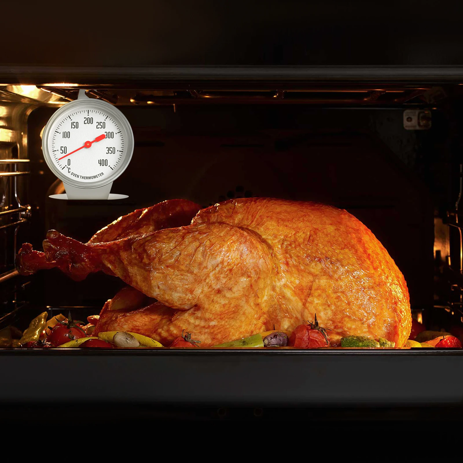 

Stainless Steel Oven Thermometer 0-400°C Large Cooking Temperature Monitor Rustproof Standalone Hanging