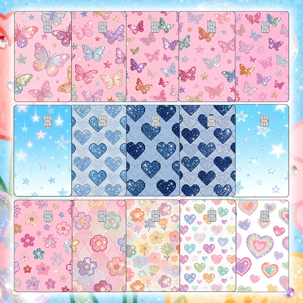 

Fashionable Color Scheme Credit Card Skin Stickers Glitter Sticker for Decorating VISA JCB MasterCard and Other IC Bank Cards
