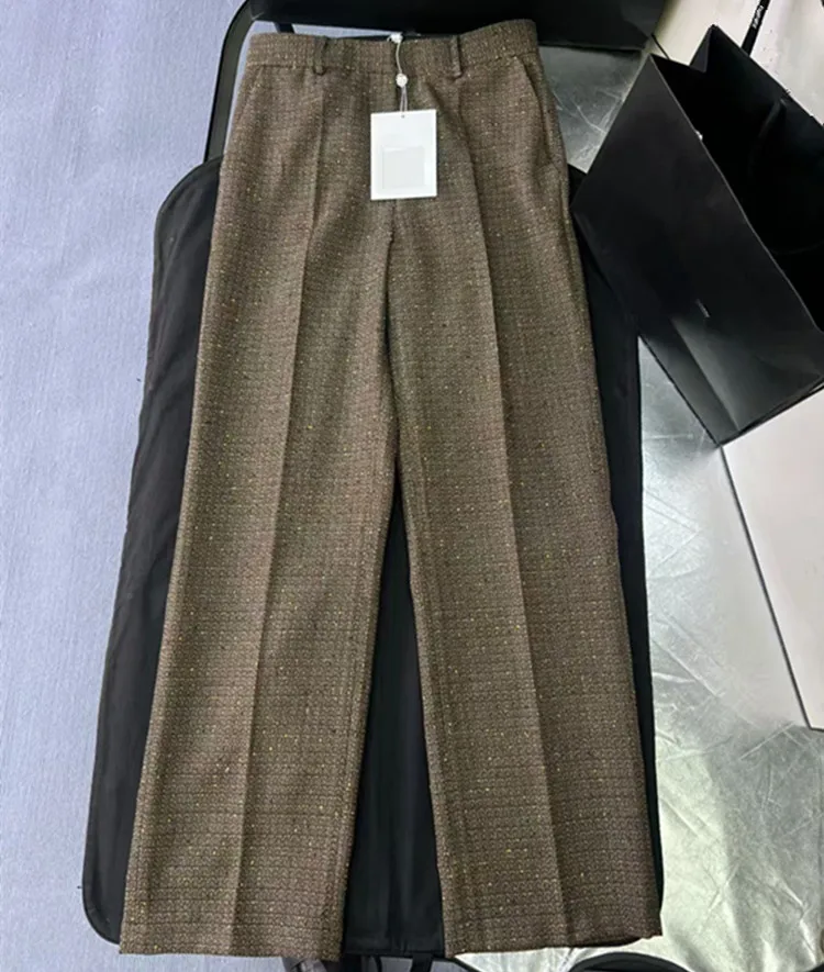 Customization European women's clothing - new styles for summer 2026 Long-sleeved one-button tweed coat and trousers set