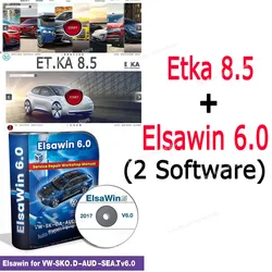 Коллекция 2023 года, Elsawin 6,0 + ET KA 8,5, Каталог электронных запчастей для автомобилей, поддержка для V/W + AU // DI + SE // AT + SKO // DA, программное обеспечение для ремонта автомобилей