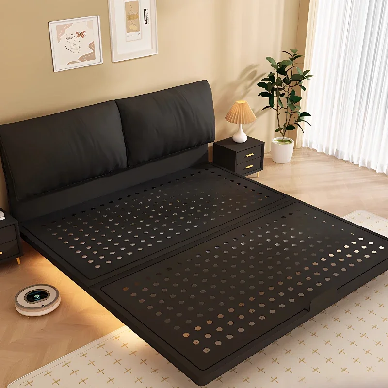 Black Anti Shake Bed Queen Headboard Fancy Design Unique Bed Modern Lounge Girls Muebles Para Dormitorio House Accessories