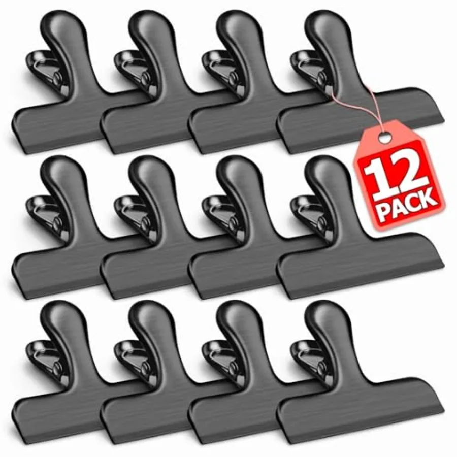 

12 Pack Stainless Steel Chip Clips, Bag Clips for Food, Heavy Duty Chip Clip for Kitchen and Office to Seal Coffee Bags, Paper