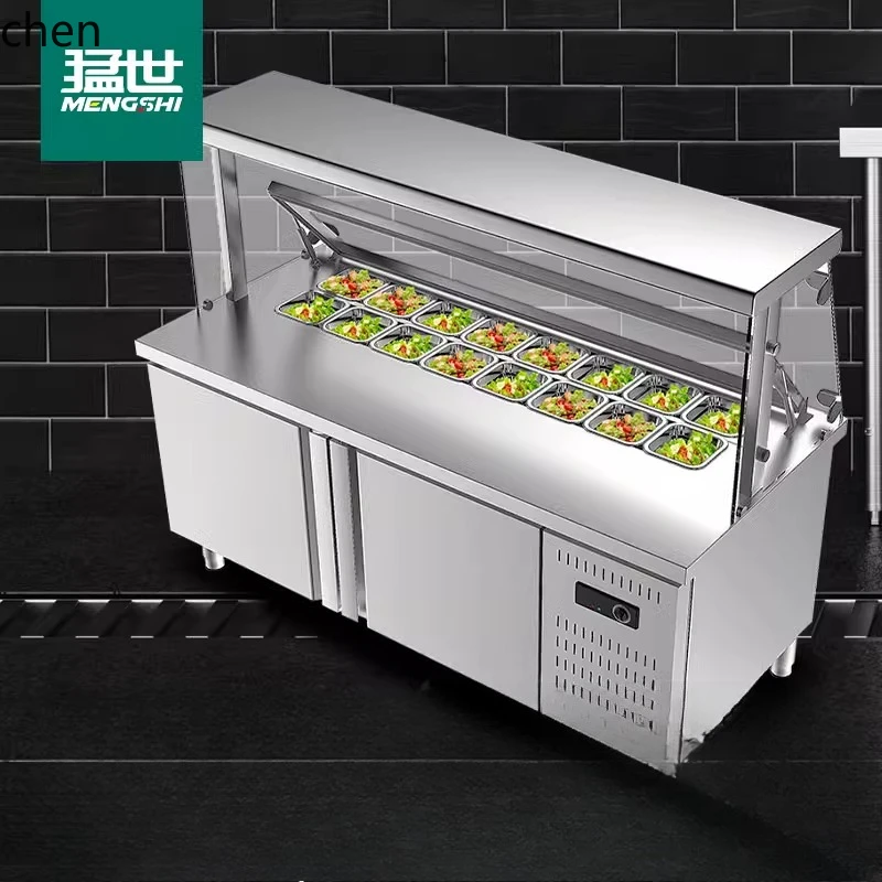 

LXC fruit fishing display cabinet slotted commercial refrigerated refrigerator cold light food milk tea workbench