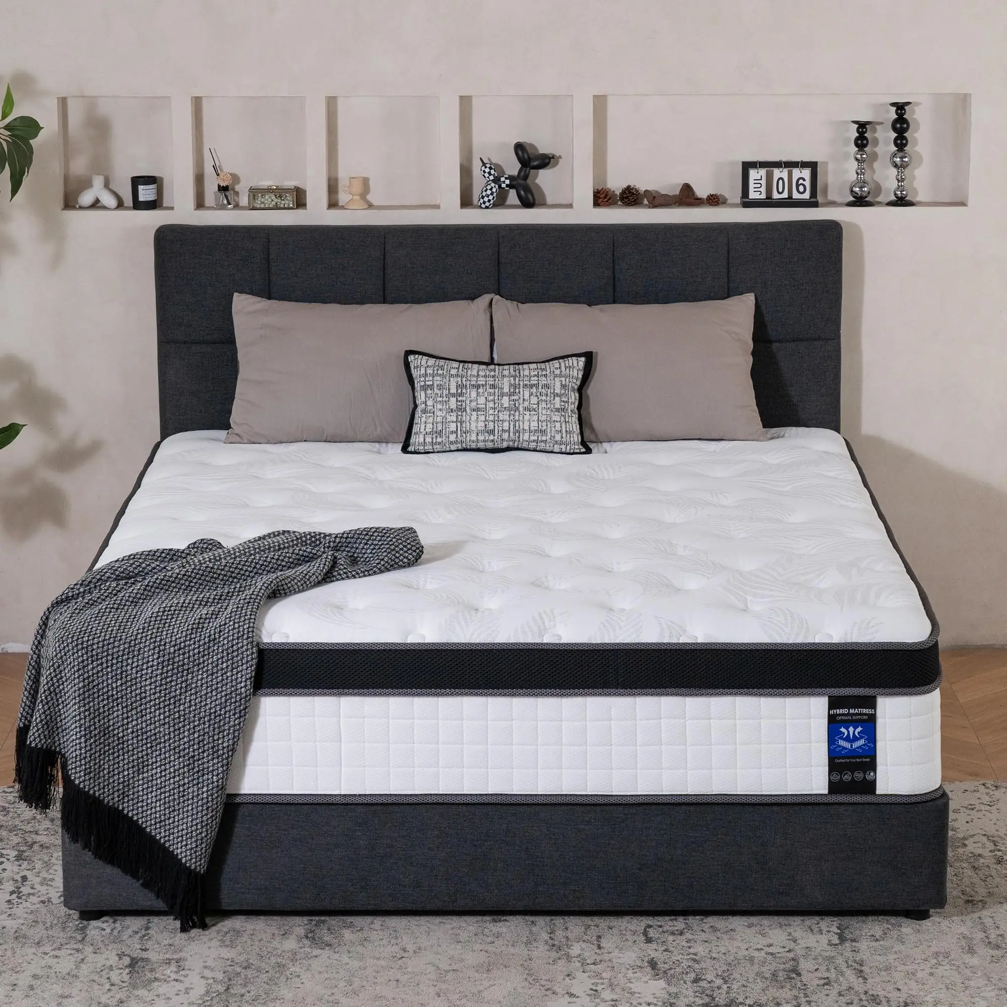 King Medium 10 Inch Cooling Gel Memory Foam Hybrid Mattress | 7 Zone Pocket Springs Bed in a Box Breathable Cover