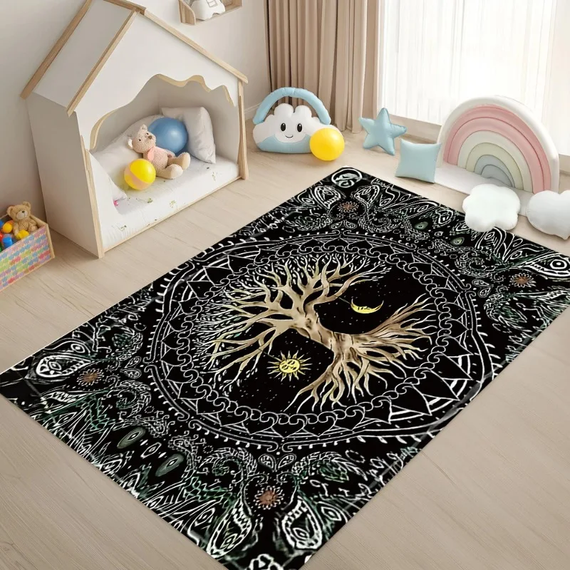 Nature Tree of Life Viking Norse Yggdrasil Carpet Rug for Home Living Room Bedroom Sofa Doormat Decor,Kid Area Rug Non-slip Mat