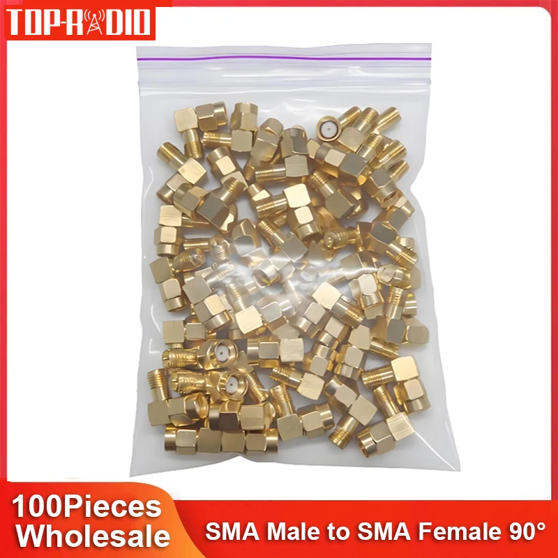 100Pieces/Lot Low Loss Brass SMA Right Angled Adapter 90 Degree SMA to RPSMA Male Female RF Connector Wholesale