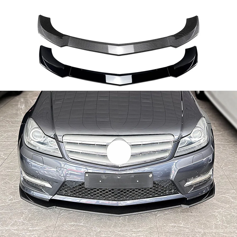 

For Mercedes-Benz C Class W204 S204 Facelift 2011-2014 AMG Line Sport 3Pcs Gloss Black Front Bumper Spoiler Lip ABS Plastic