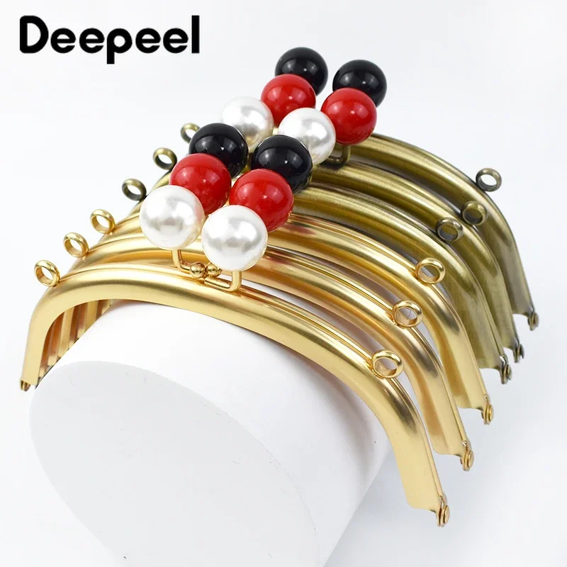 2Pcs Deepeel 12/16/20cm Pearl Head Metal Bags Handle Purse Frame Kiss Clasp Women's Handbag Strap DIY Handmade Bag Accessories