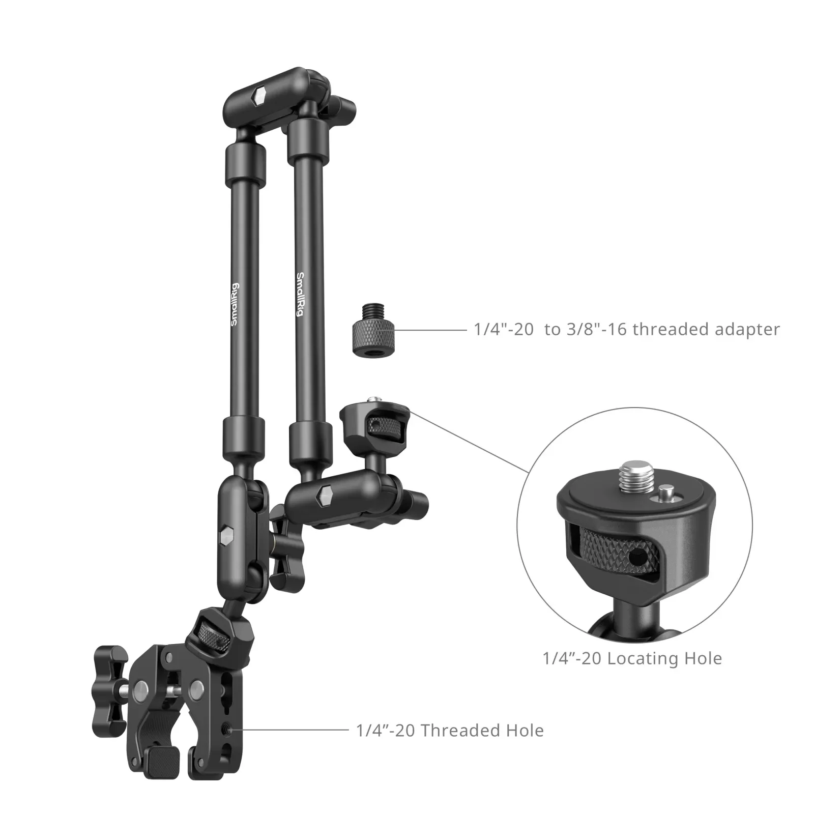 SmallRig Adjustable Magic Arm with Crab Clamp Kit Desktop Tripod for  Smartphones Webcams Action Cameras 4766