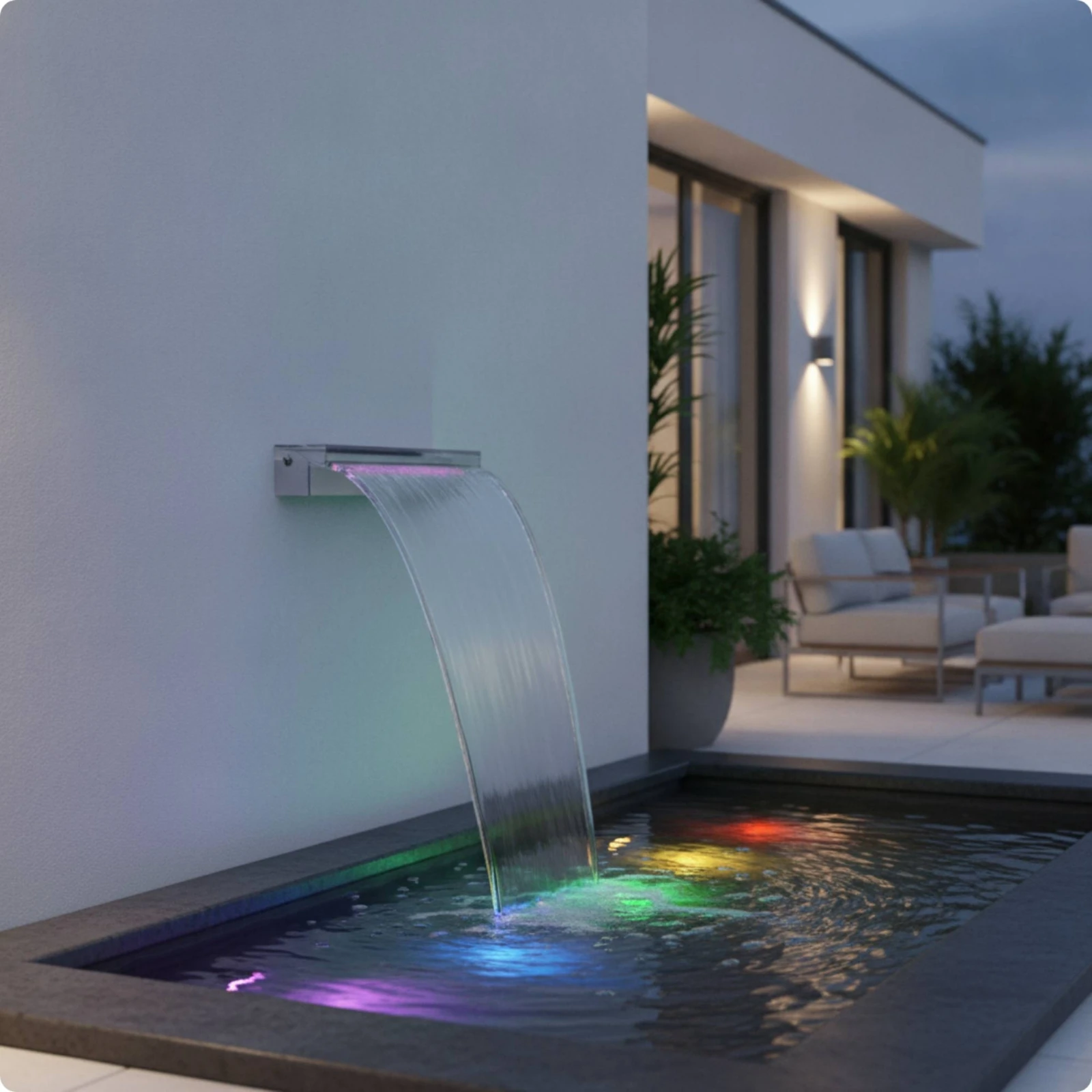 Waterfall Outlet Rectangular Waterfall Spillway with Clear Channel Water Feature Sturdy Fountain Weather-Resistant