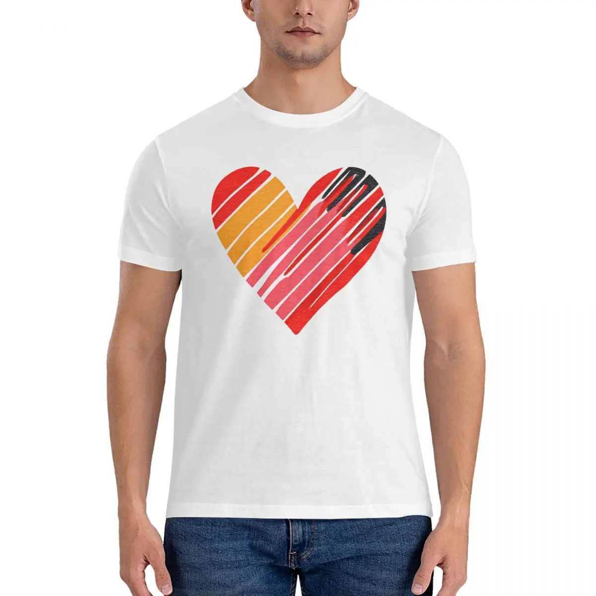 Street style new abstract dizziness men's 100% pure cotton printed short sleeved T-shirt printed short sleeved high-definition