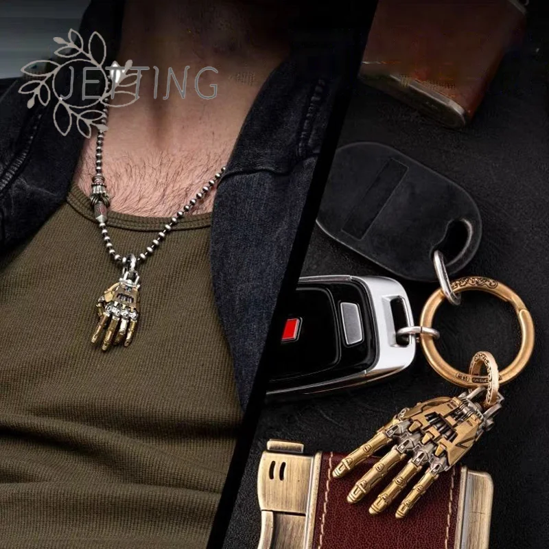 Hot Mechanical Bionic Hand Pendant With Chain For Men Women Creative Movable Finger Joints Robot Hand Necklace Jewelry