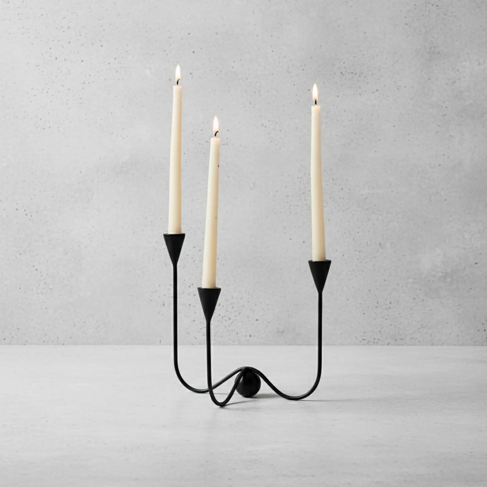 Minimalist Iron Candelabra Light Luxury Black 3-Arm Candle Holder Nordic Black Candle Stand Stable Construction for Dining Table view 5
