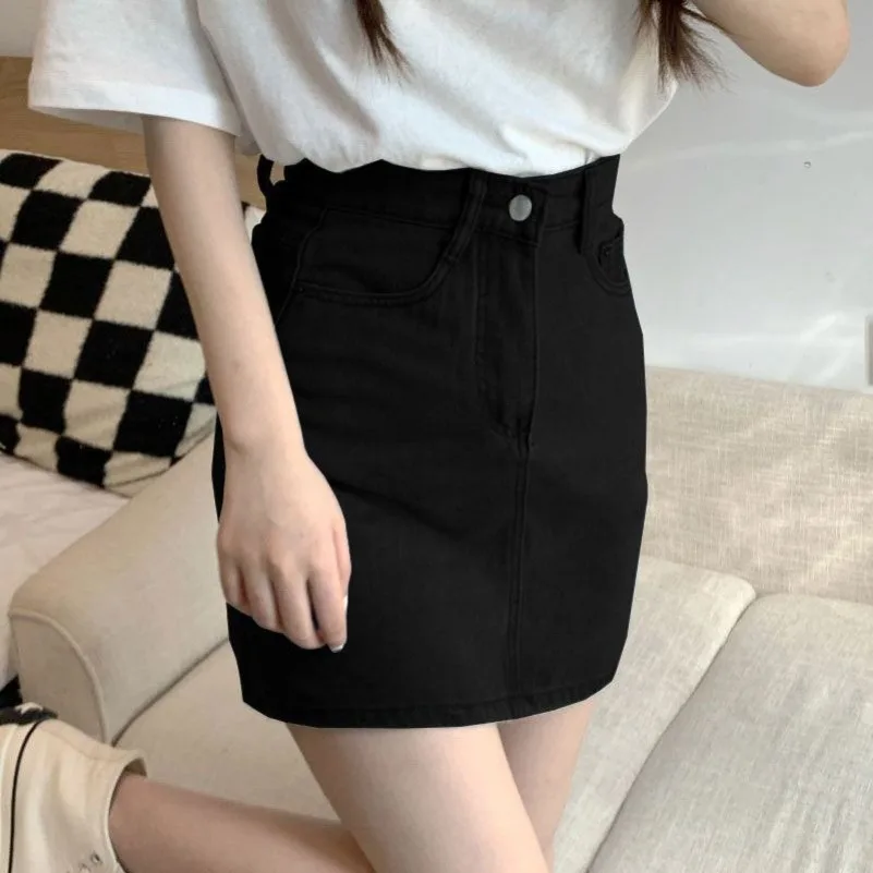 

Women Denim Skirts Straight High Waist Casual Sexy Girl Slim Mini Lovely Basic Vintage Students Ulzzang Chic Streetwear MOKIJINS