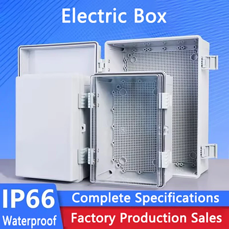 IP66 Waterproof Gray/Transparent Cover Enclosure Junction Box ABS Plastic Outdoor Electronic Instrument Box with Mounting Plate