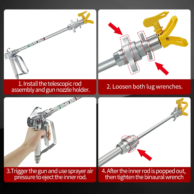 Airless Paint Sprayer Telescopic Extension Pole 7/8 Inch Airless Paint Spray Gun For Titan Wagner Spray Gun Tool Parts 30cm/50cm