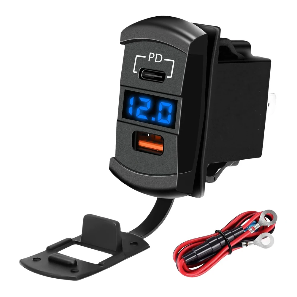 USB Car Charger Dual Port with Digital Display for QC3 0 PD Fast Charging Compatible with 12V 24V Cars Vans and Motorcycles - view 2