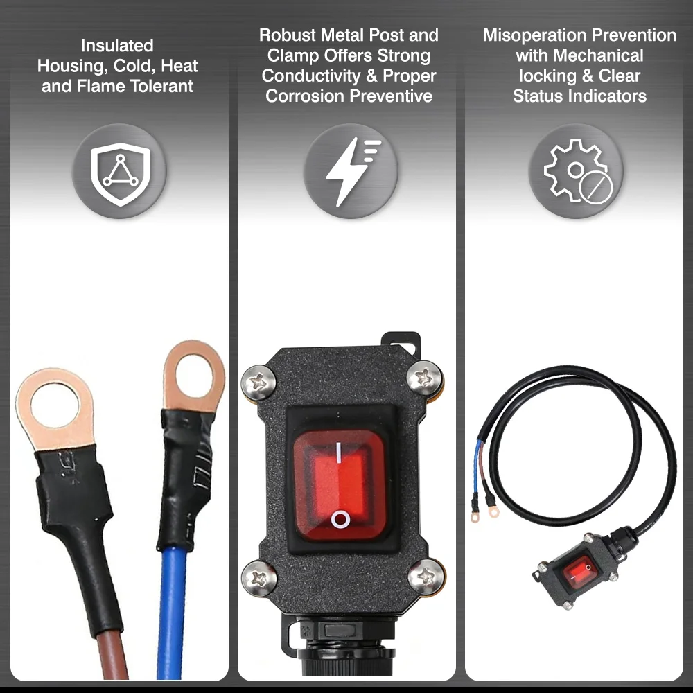 12V Motorcycle Kill Switch Heavy Duty Battery Disconnect Cable Waterproof Power Cut off Switch for Vehicles ﻿30/50/100cm view 4