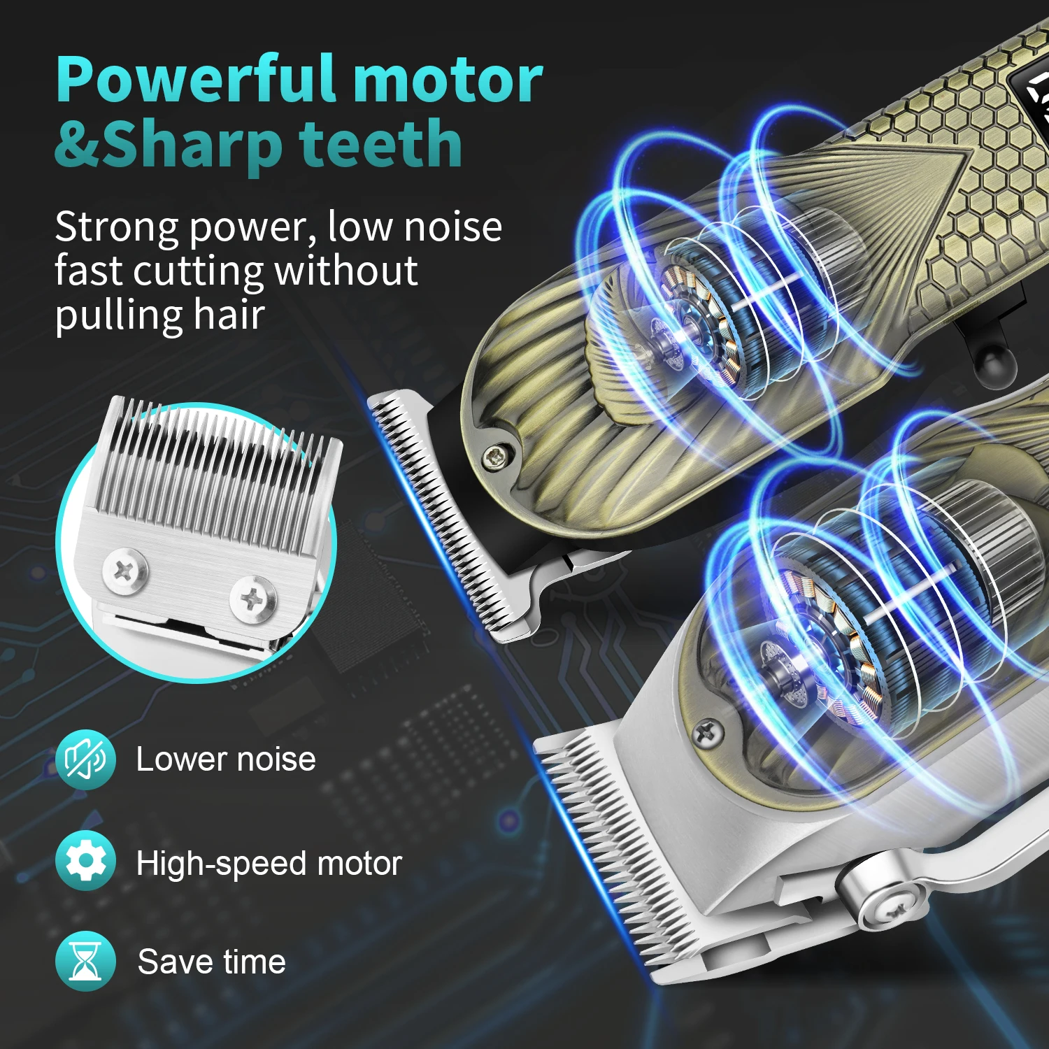 ハイエナ プロフェッショナル デジタルディスプレイ ヘアクリッパー メンズ ハイパワー バルドヘッド トリマー 散髪機 理髪店 グルーミングツール