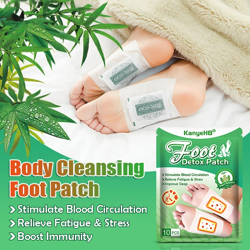 10pcs=1bag Bamboo Detox Foot Patch Improve Blood Circulation Sleep Aid Increase Physical Energy Values Relieve Bad Breath W015