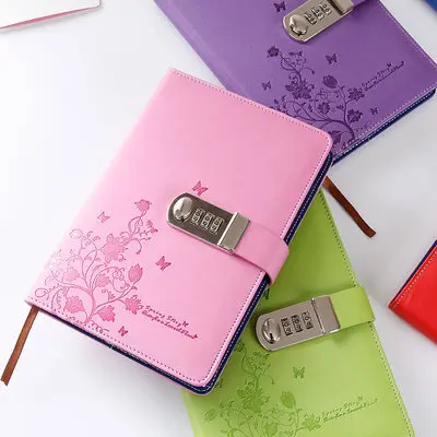 Password couple with lock office diary thickened Japanese and Korean hand ledger student notepad stationery notebook