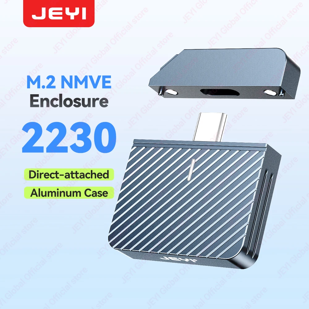 

JEYI 2230 M.2 NVMe Direct-attach SSD Enclosure, USB 3.2 10Gbps In-line Aluminum Solid State Drive With Magnet Protective Case