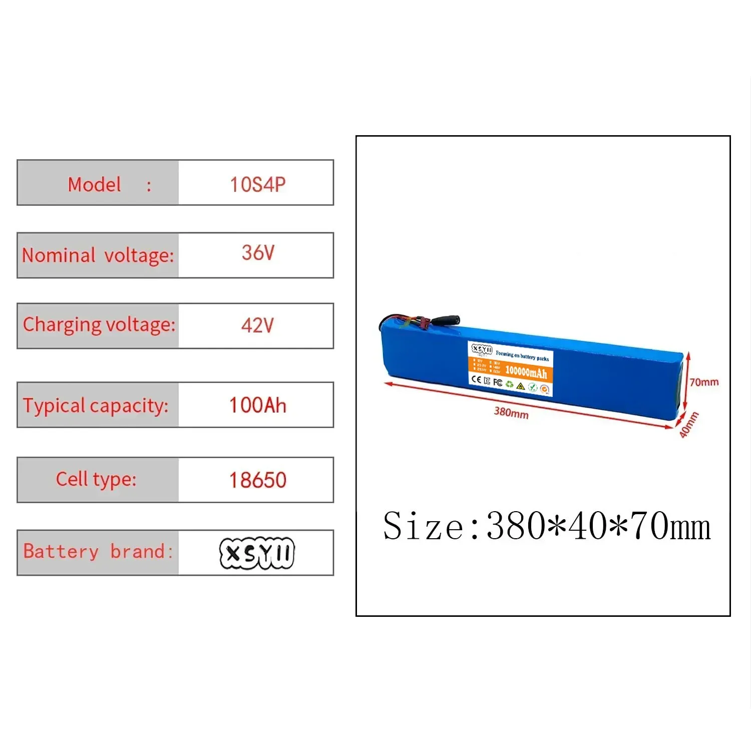 10S4P 36V 100000mAh Electric Scooter Lithium Battery 18650 battery pack 36V 100Ah Electric Scooter Electric Scooter Battery 36v