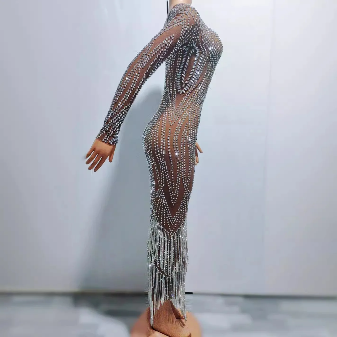 فستان عيد ميلاد طويل ماسي بأكمام طويلة فاخر باللون الذهبي اللامع للحفلات الراقصة من Vestidos Para Mujer فساتين سهرة أنيقة للسيدات