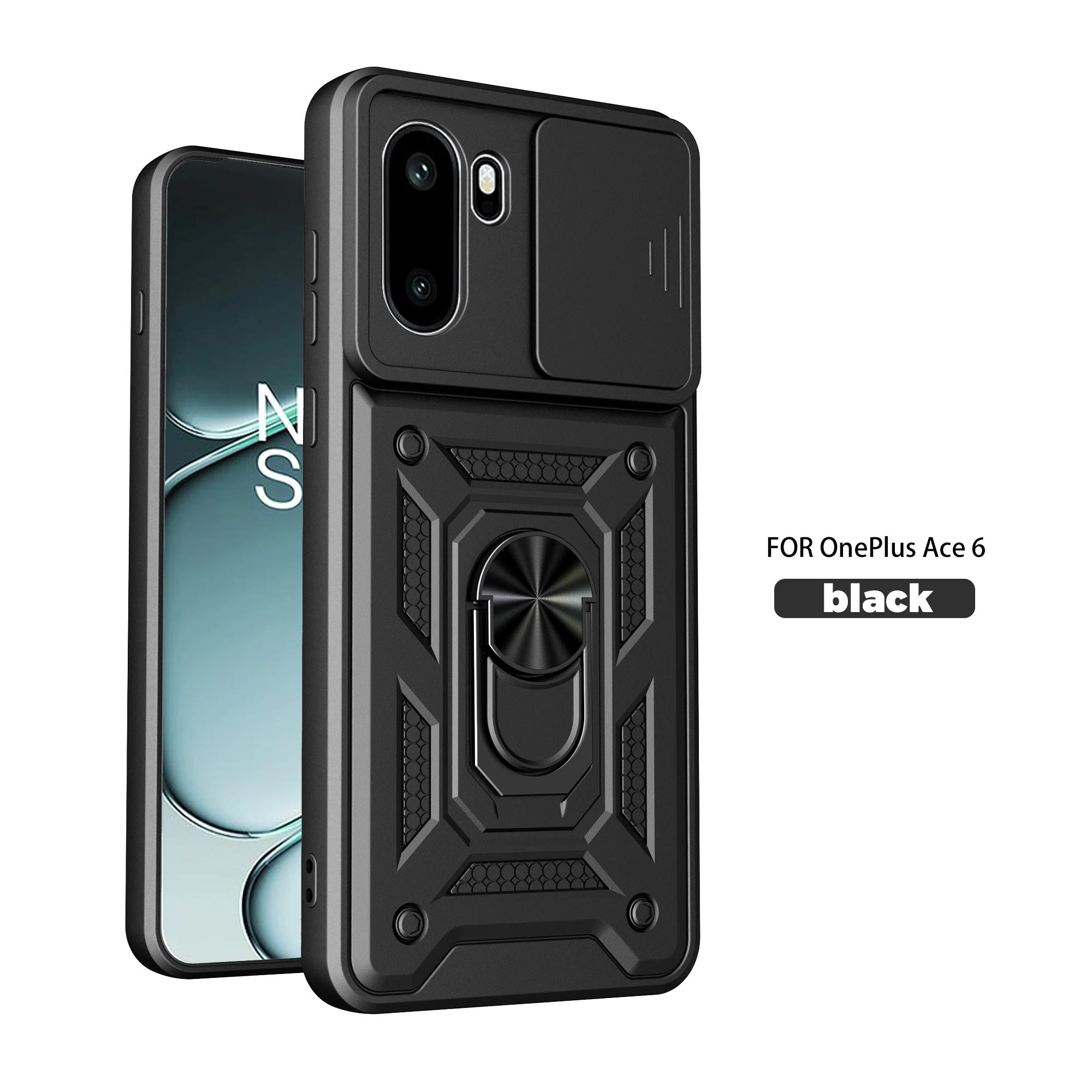 Für OnePlus 15R Hülle OnePlus Ace6 Cover 1+ OnePlus Ace 6T Magnetischer Ringhalter Panzer-Handyhülle Schiebe-Kameraschutz Rückseitenabdeckung