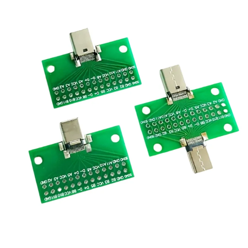 2PCS 24P 2.54mm TYPE-C Male Female Connector Test PCB Board USB 3.1 Double-sided Front-back Plug-in Socket Data Cable Adapter