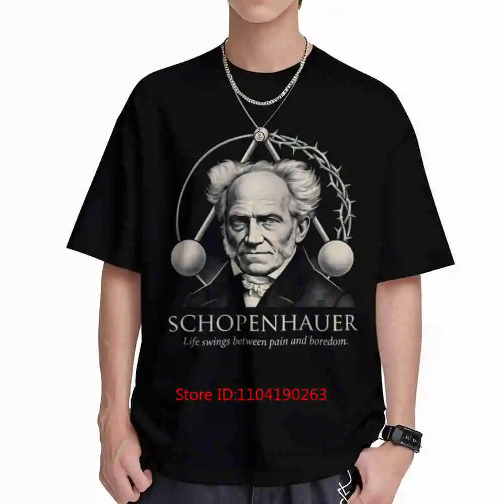 Schopenhauer Philosopher Will And Suffering Dark Philosophy Academia Short Sleeve Tee 100% Cotton T-Shirt