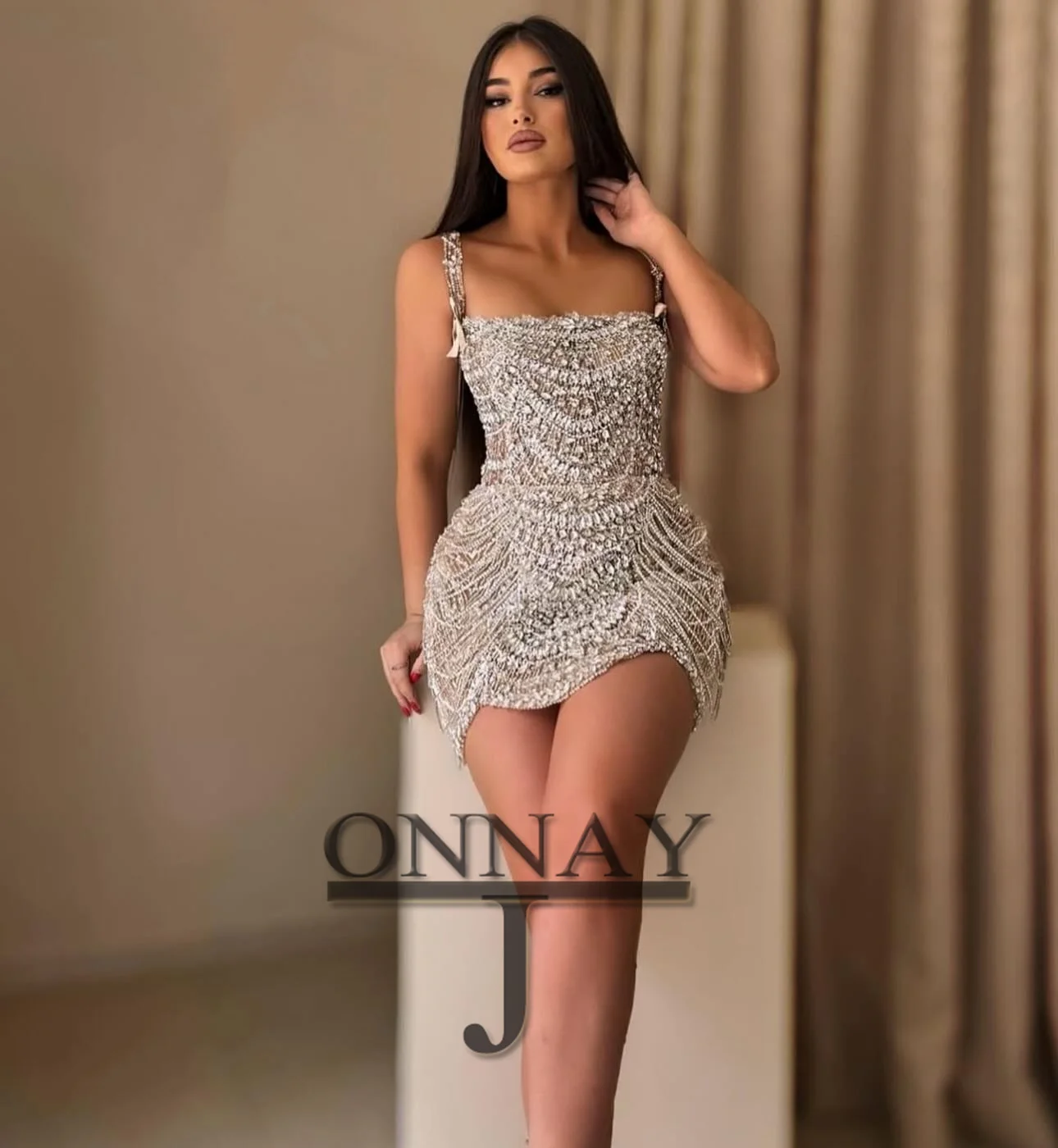Customized Luxury Sequin Beadings Homecoming Dresses Saudi Arabric Bespoke Cocktail Prom Party Gown Bow Vestidos De Noche image 2
