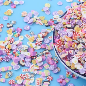 10g 5 mm Mezcla Color Slime Candy Star Heart Flower Fruit Unicornia Slizs Polymer Clay Sprinkles Diy Arte de uñas ACCESORIOS HECHOS HECHOS 12 Mejores Polymer de Polymer Sprinkles - №4