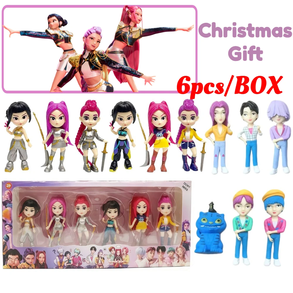 Nuevo 2026 6 unids/set Anime KPop Devil Hunter vinilo juguete Rumi Mira Zoi personaje máscara de vinilo caja ciega ornamento juguete regalo de Navidad