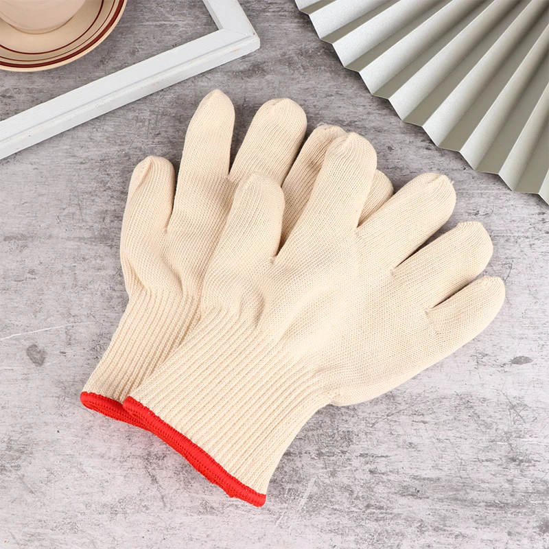 High Quality Thicken Double Cotton 200-800 Celsius Super Heat Resistant Anti Burn Heatproof Gloves Oven Kitchen White