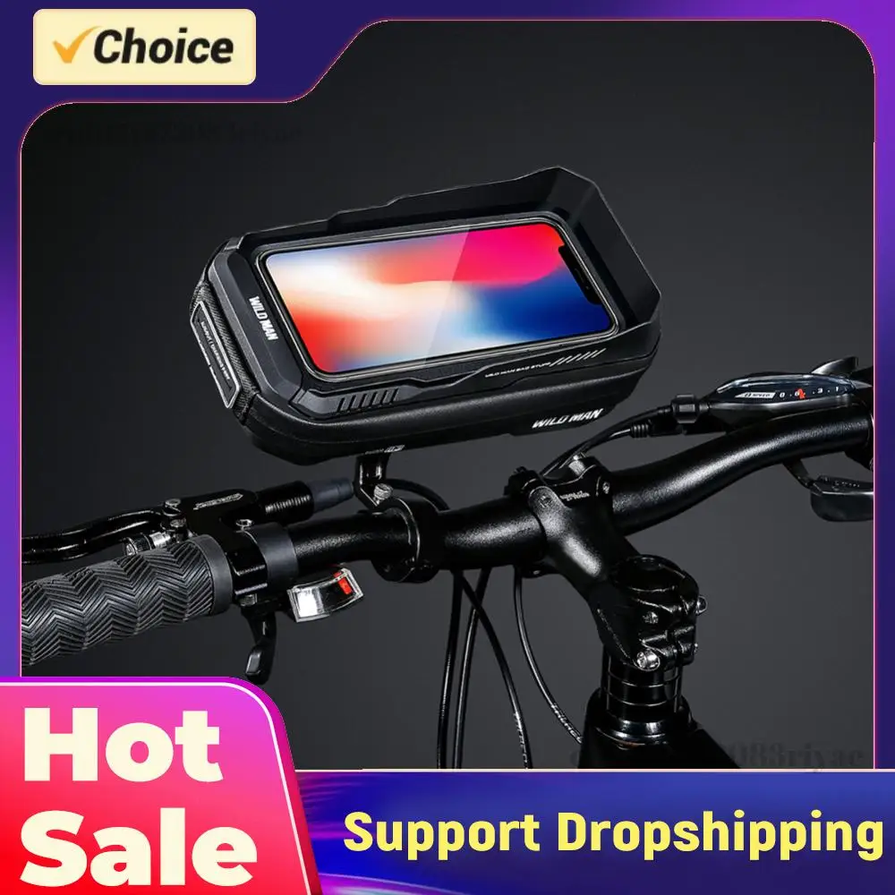 

WILD MAN Mountain Bike Hard Shell Handlebar Bag Touch Screen Bike Bag Phone Case Waterproof Quick Release Cycling Accessories