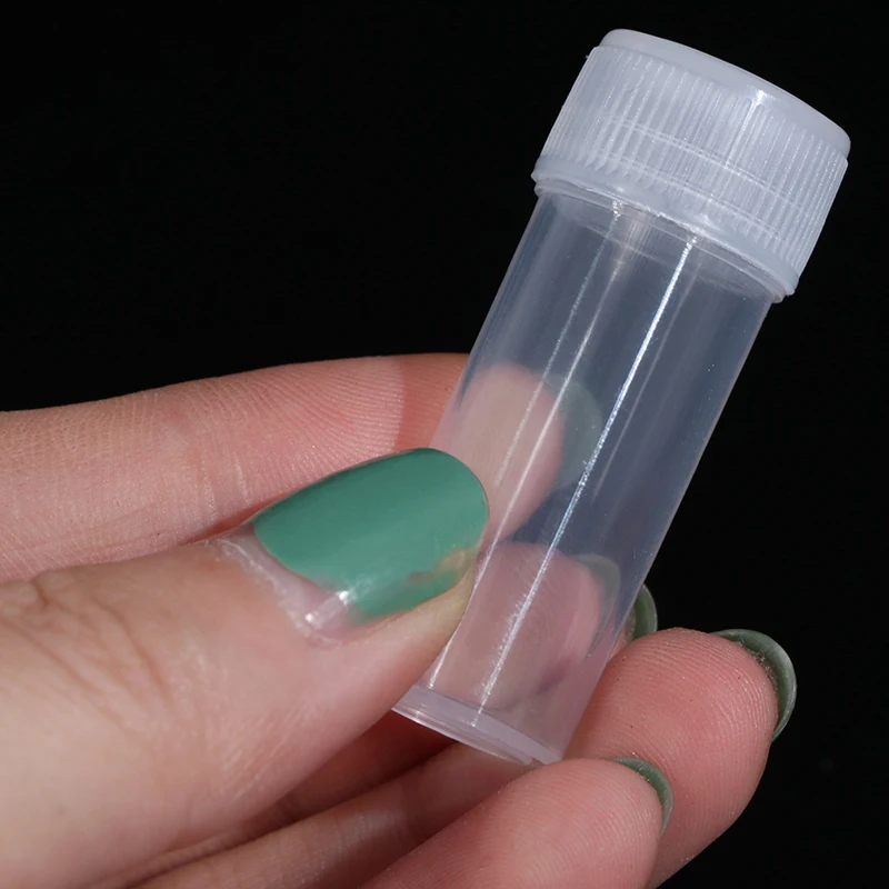 10Pcs 5ml Plastic Test Tubes Vials Sample Container Powder Craft Screw Cap Bottles for Office School Chemistry Supplies