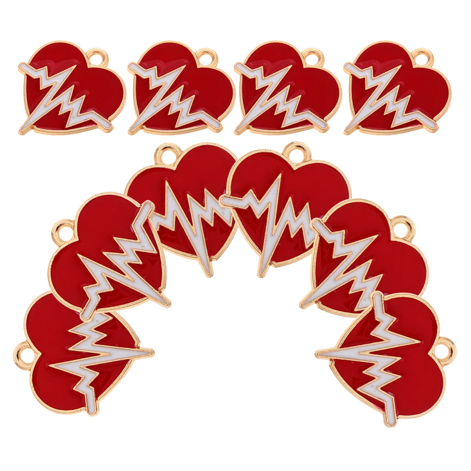 

10 Pcs Pendant Heart Beating Charm DIY Accessories Jewelry Zinc Alloy Electrocardiogram Charms