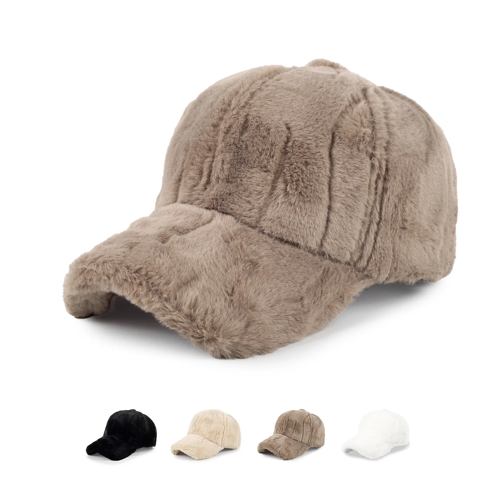 New Plush Hat for Women Warm Korean Casual Peaked Cap, High-Value Plush Baseball Cap