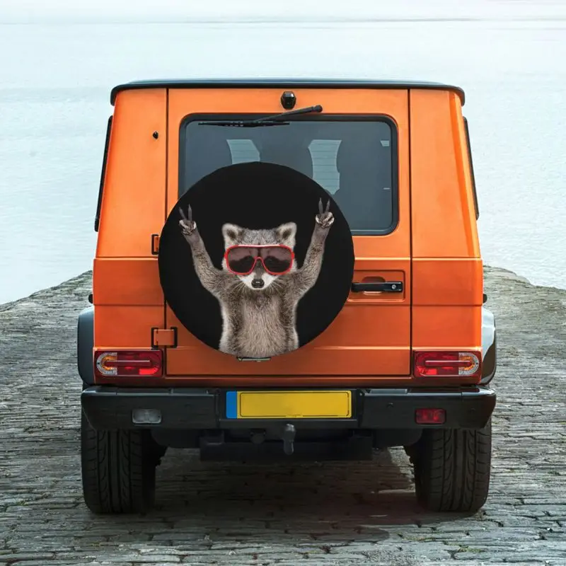 Custom Funny Raccoon Spare Tire Cover for Jeep Grand Cherokee Animals 4WD 4x4 Trailer Car Wheel Protectors 14\