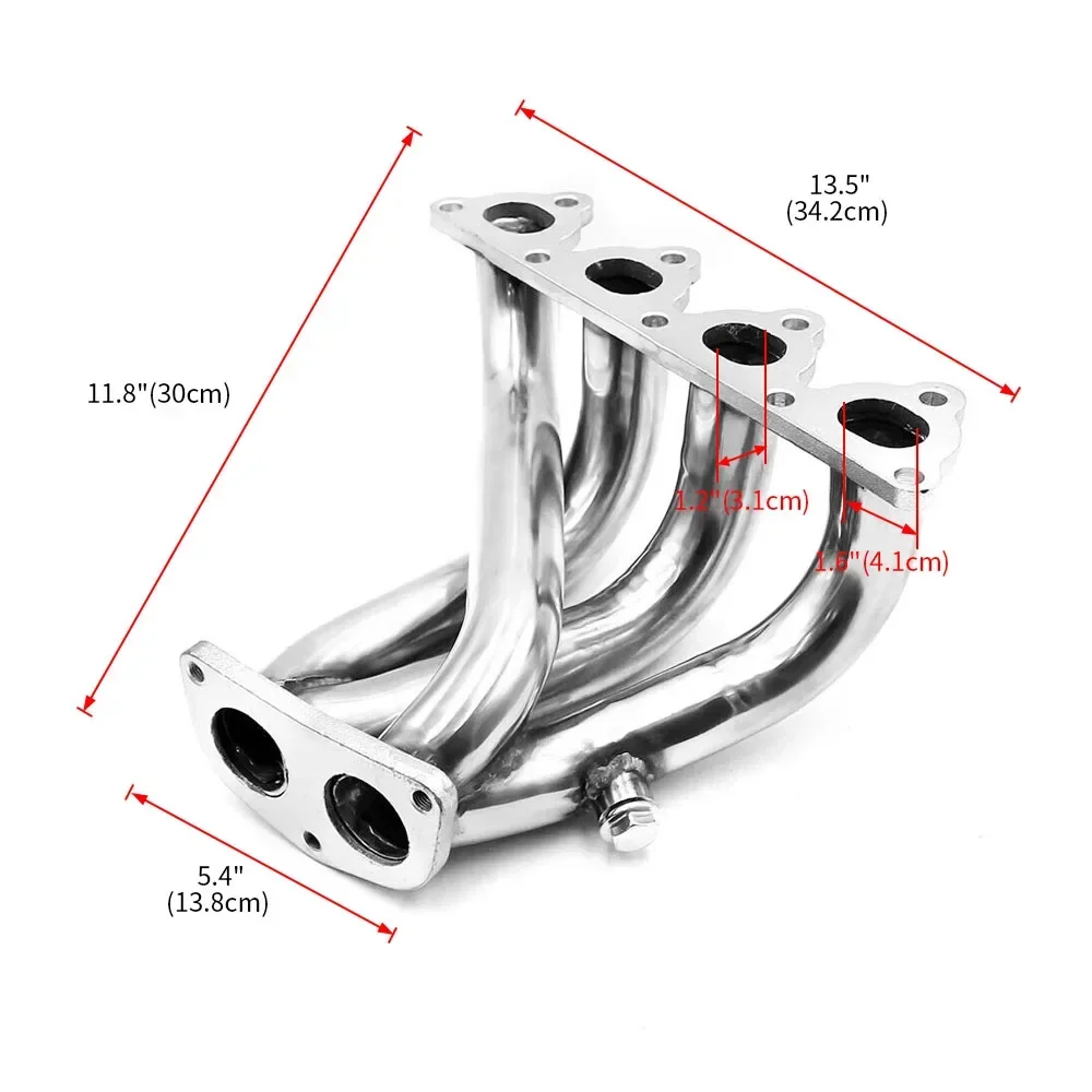 Stainless Steel Performance Exhaust Header for 1993-1997 Honda Del Sol SOHC D-Series & 1988-2000 Civic EG/EF/EK