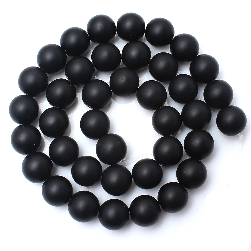 6/8/10mm Wholesale Natural Stone Round Black Matte Onyx Loose Spacer Beads for Jewelry Making DIY Bracelet Necklace Accessories