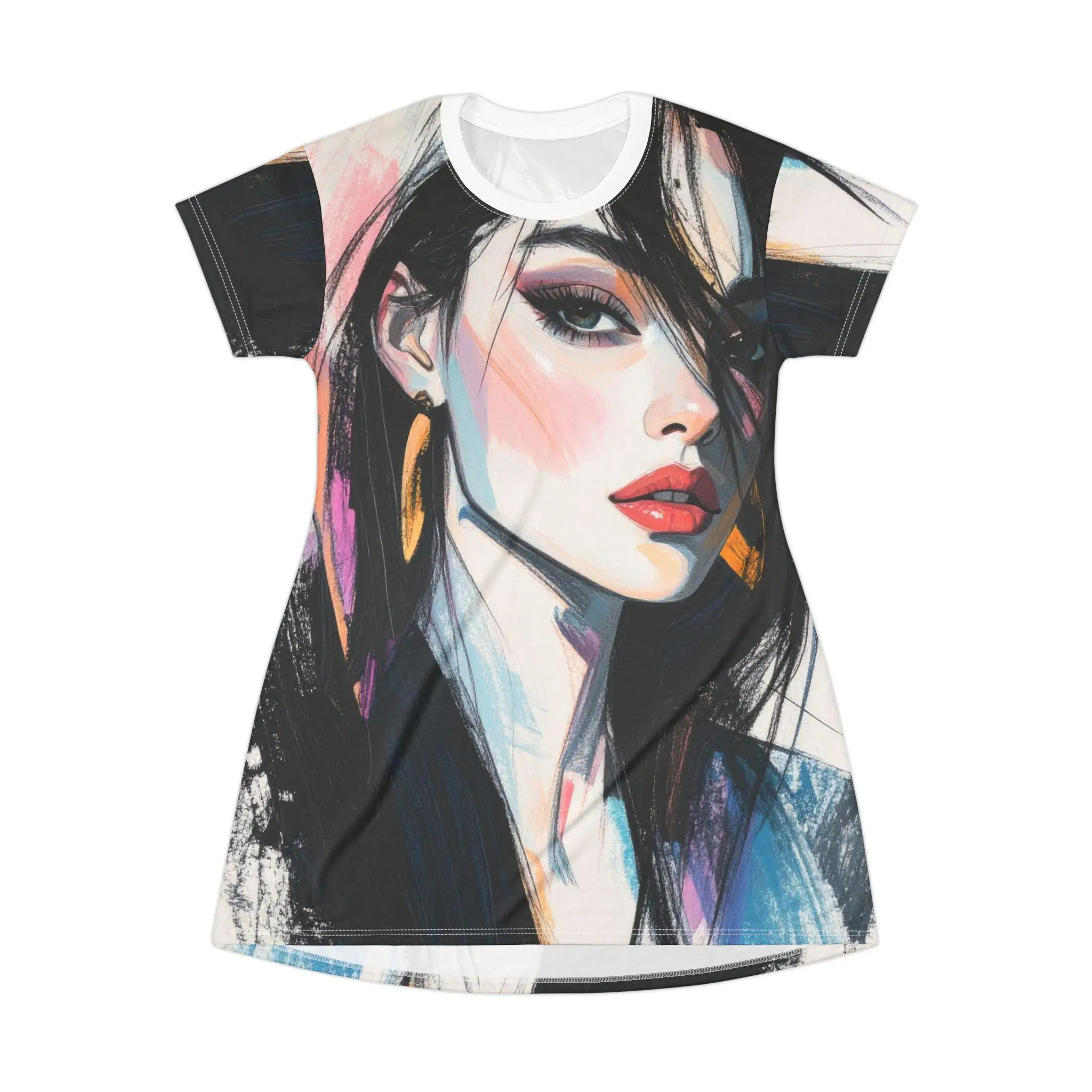 Artistic AOP T-Shirt Dress Casual Fashion Dresses Woman Summer Unique Style Y2k Ladies Clothes Female Clothing Woman Clothing