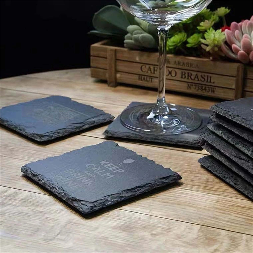 Anti-scalding Stone Coaster Blank DIY Pattern for CNC Laser Engraver Machine 10cm*10cm Cafe Restaurant Stone Drink Coaster