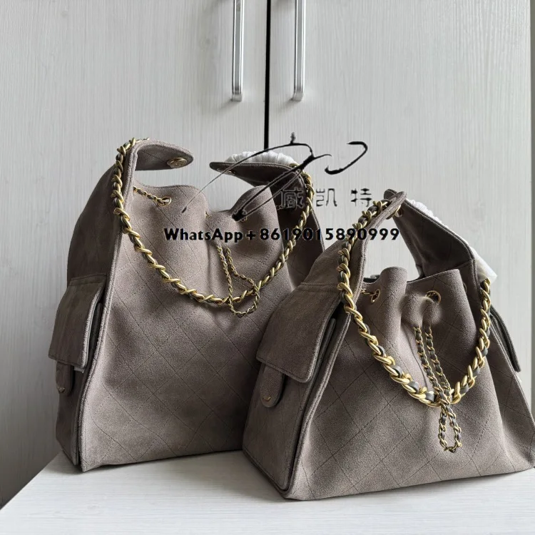 

Frosted cowhide retro suede lucky bag bucket hammock chain rhombus messenger women's bag