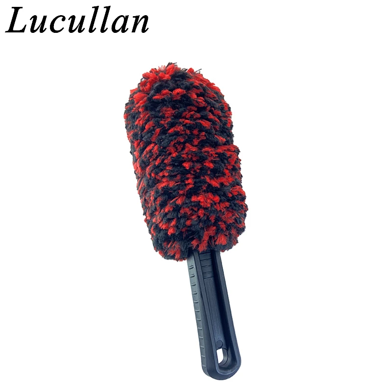 Lucullan Red Wheel and Rim Brush   Microfiber Safe For Exhaust, Tires, Rims, Engine Bays