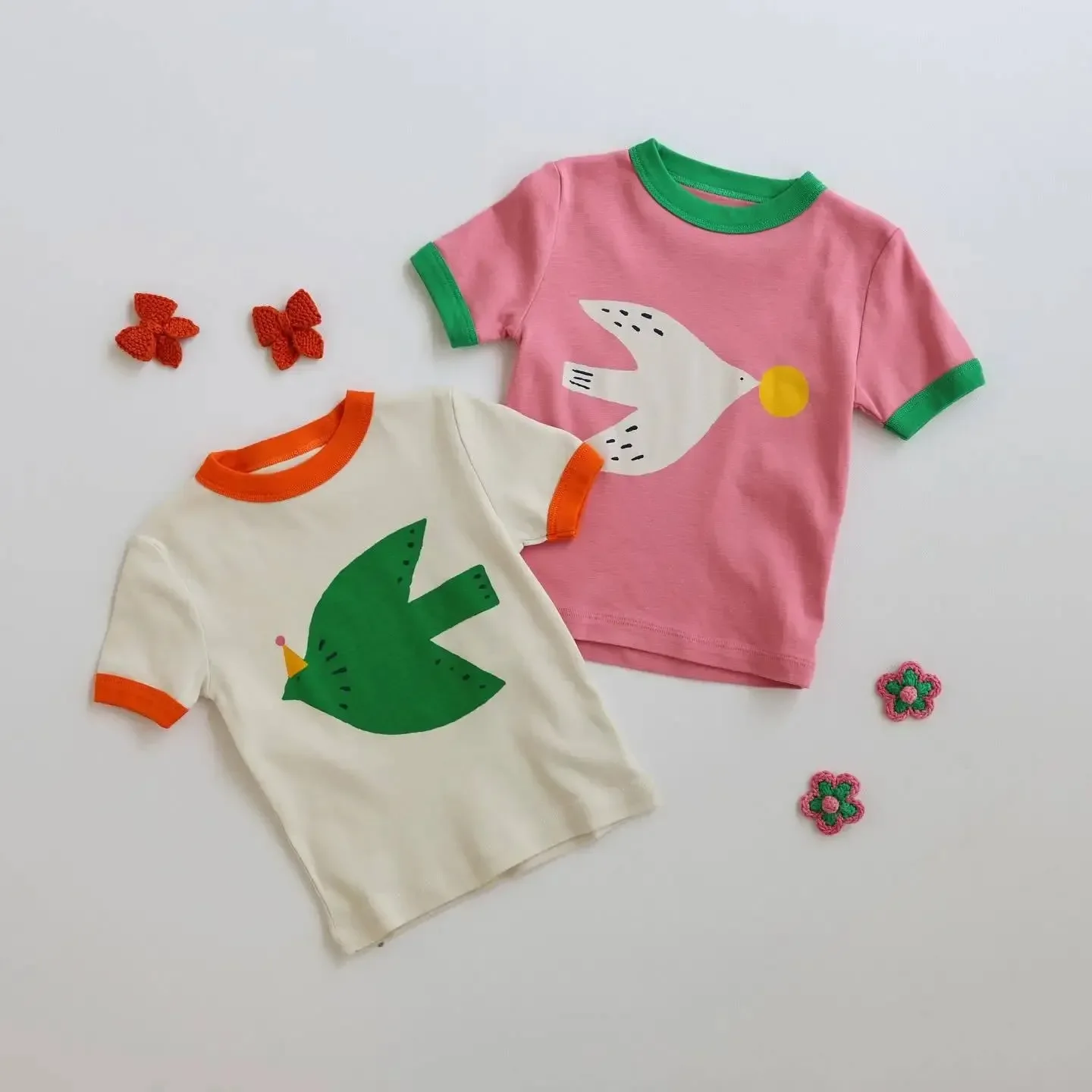 Liquidazione 24MP primavera estate fiocco per bambini t-shirt a maniche corte per ragazzi ragazze top abbigliamento per bambini vestiti per ragazze