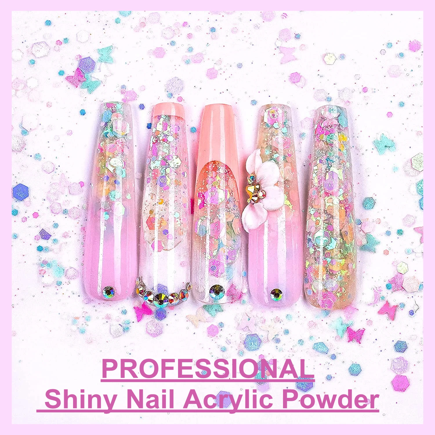 Makartt Acrylic Powder, 2oz Glitter Acrylic Nail Powder for Extension, Professional Shiny Nail Acrylic Powder for Acrylic Nails,