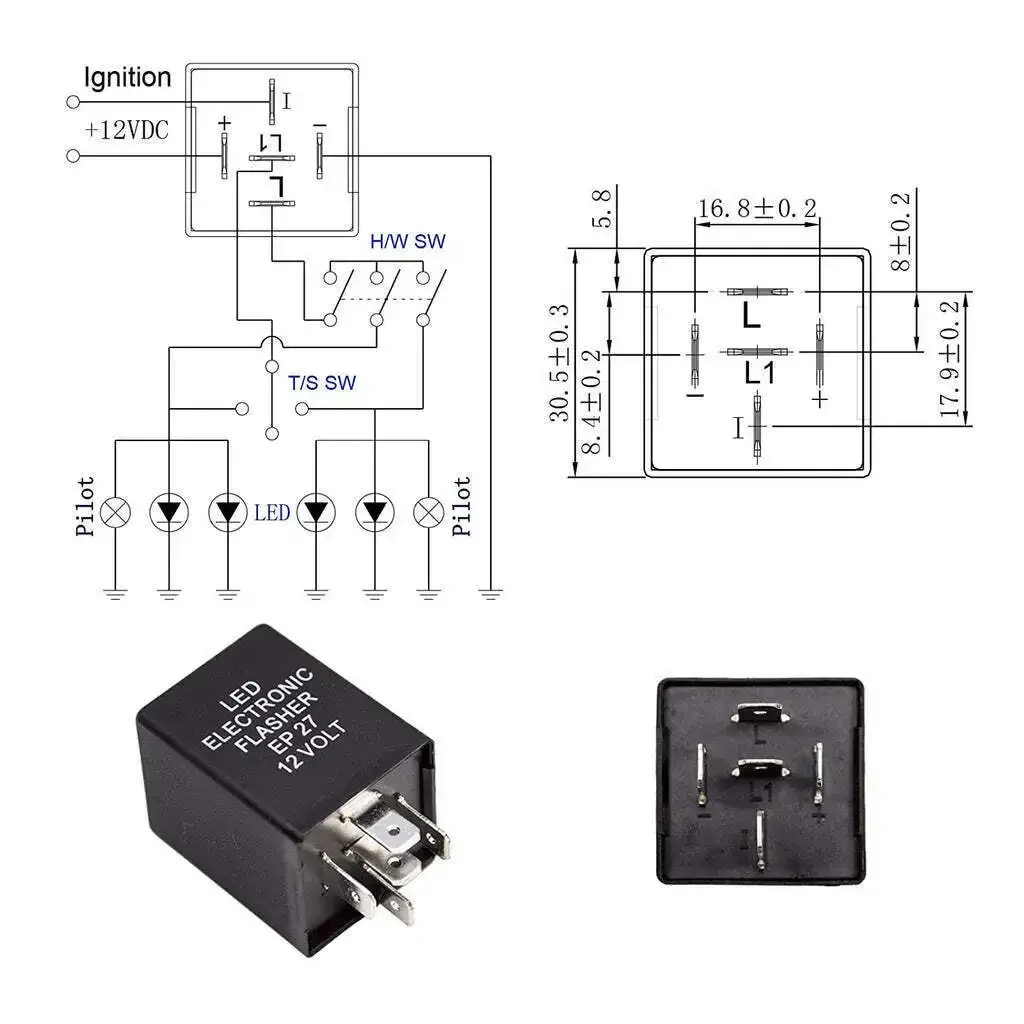 4-Pin EP29 LED Flasher Decoder 4 Pins Electronic Relay Car Fix LED SMD Turn Signal Light Error Flashing Blinker 12V 10A ABS